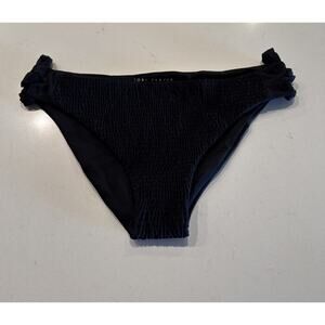 Tori Praver Bikini Bottom Size Large Black Shirred Cut Sides Swim Beach